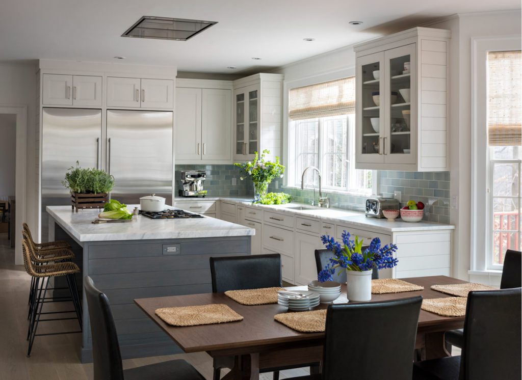 gray and white kitchen