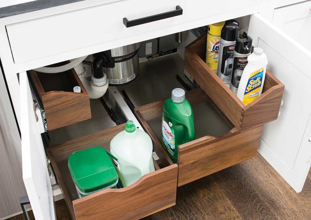 under the sink storage with cleaners