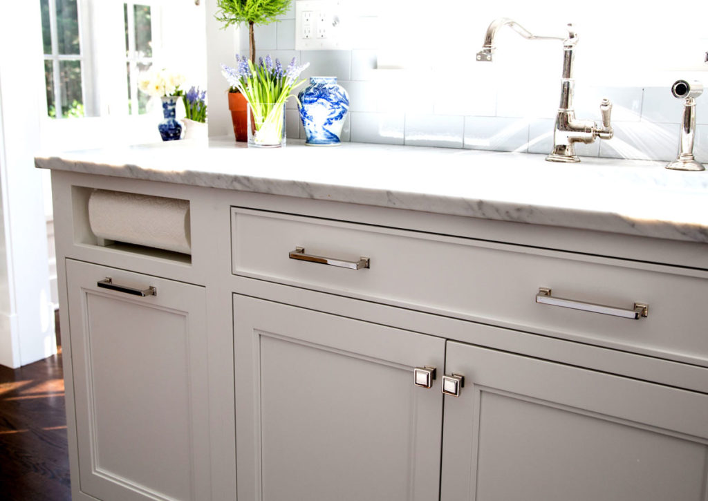 gray kitchen cabinet details