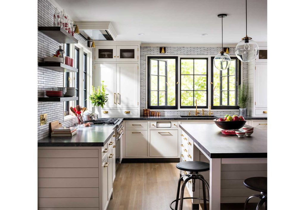 black and white transitional kitchen