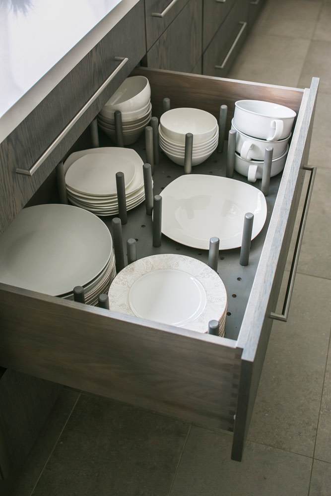 drawer with dishes