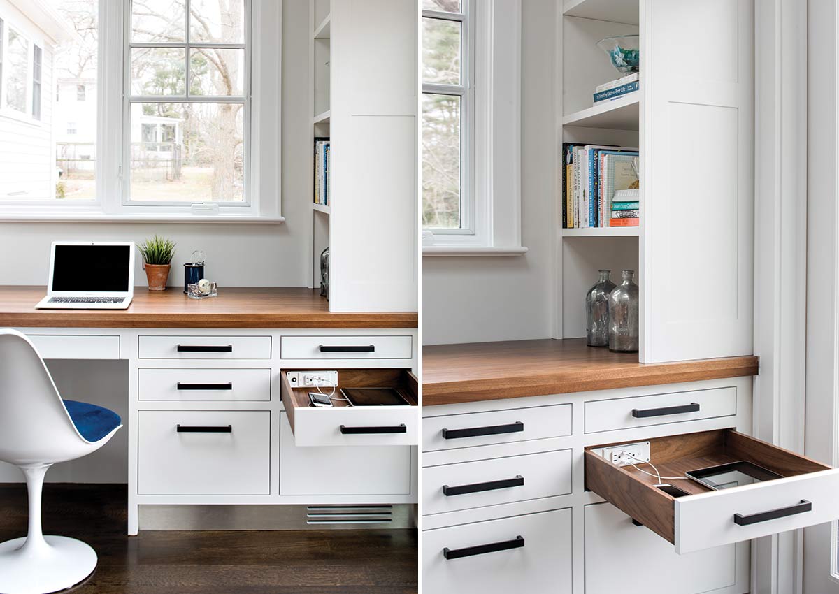 split screen with docking drawer details in a kitchen