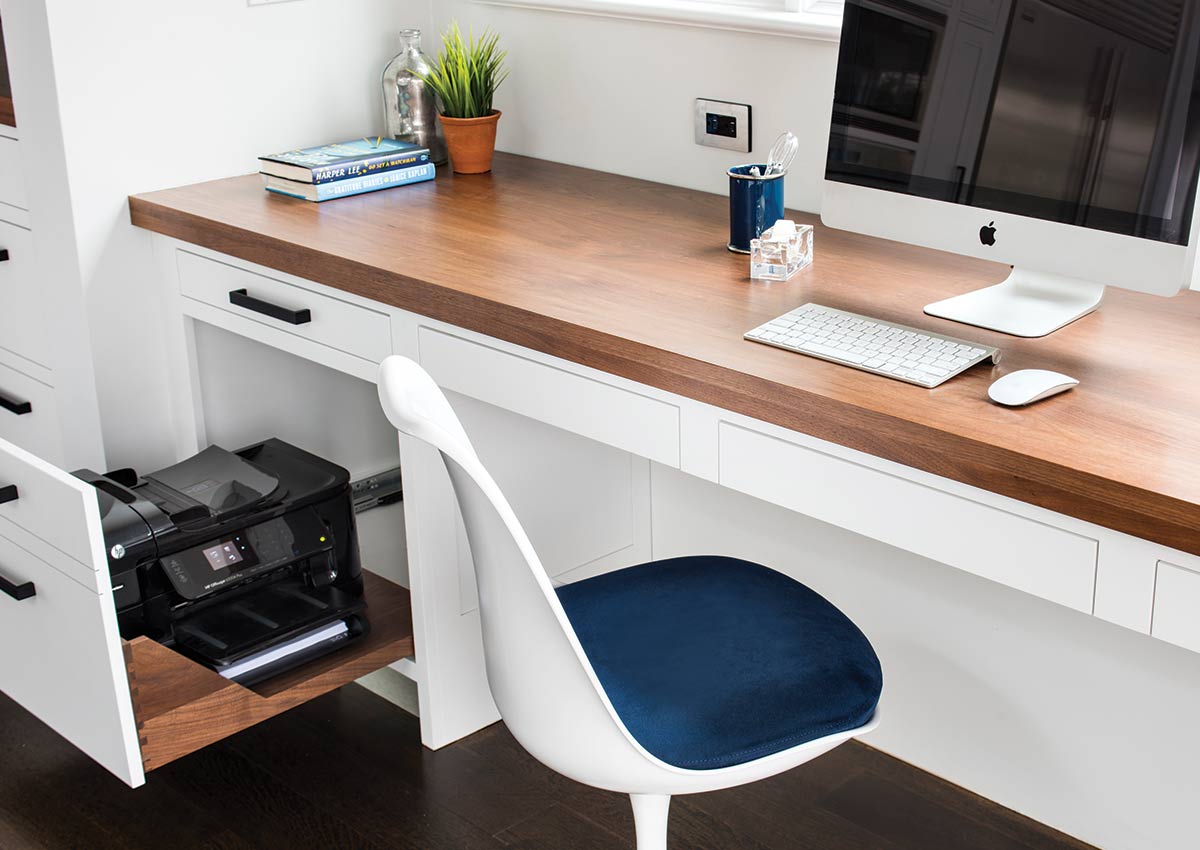 desk with storage for printer