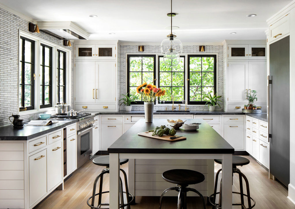 black and white transitional kitchen
