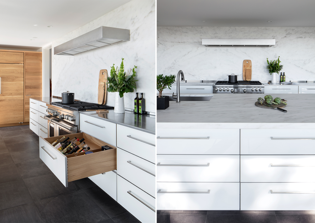 contemporary white kitchen with storage solutions