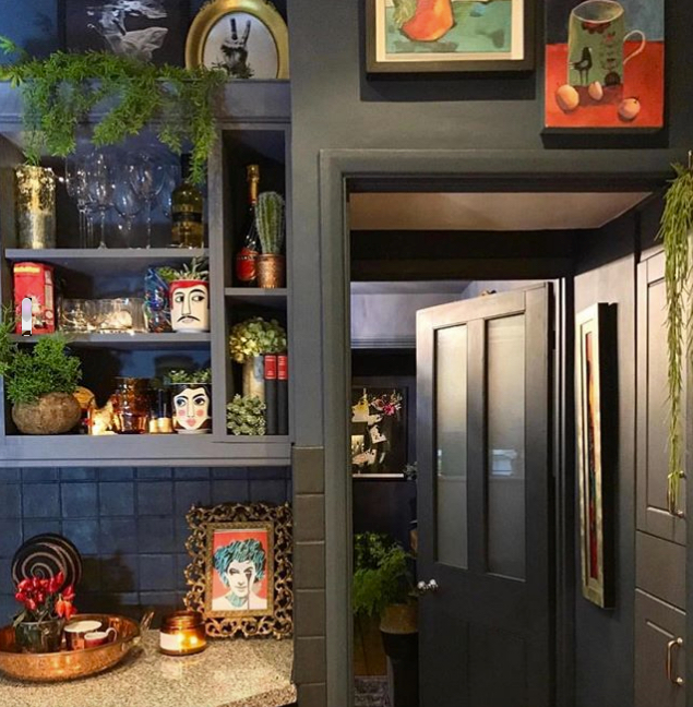 kitchen with artwork