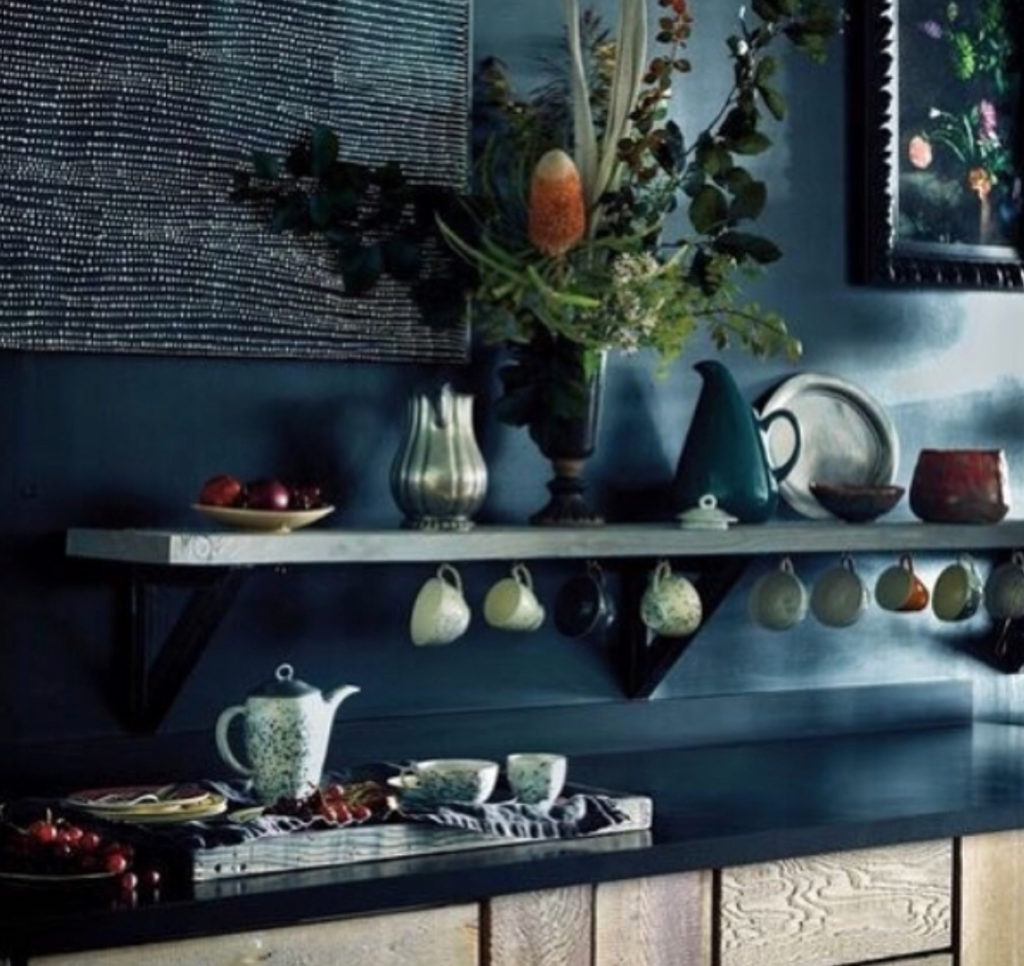 blue eclectic kitchen