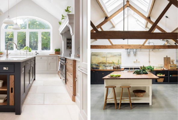 transitional and rustic kitchens