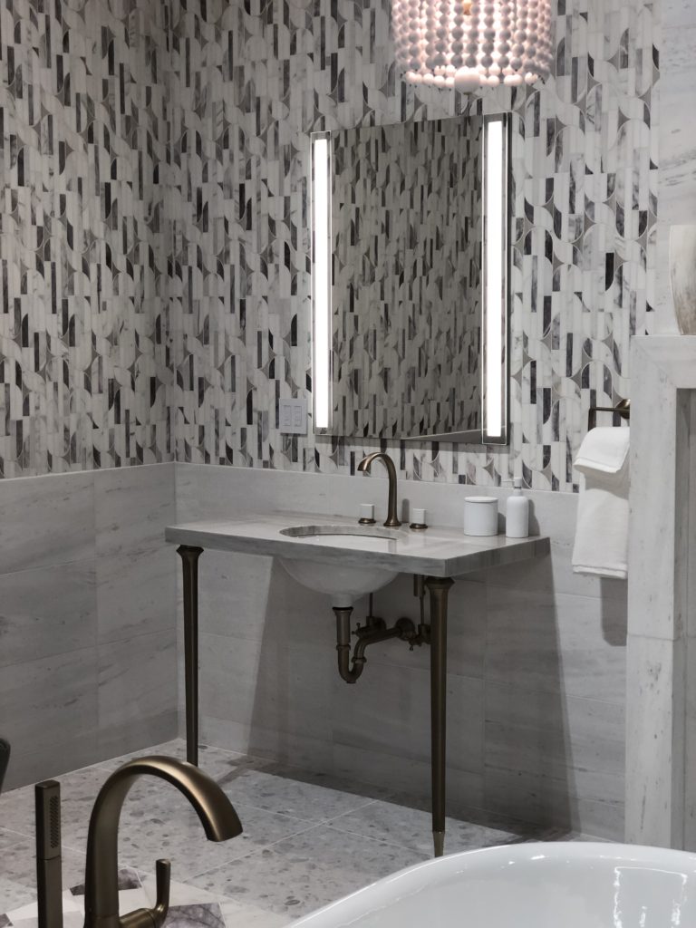 geometric tiles in bathroom