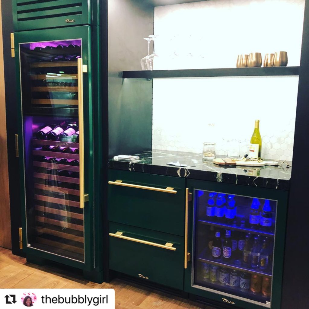 green wine and beverage fridge