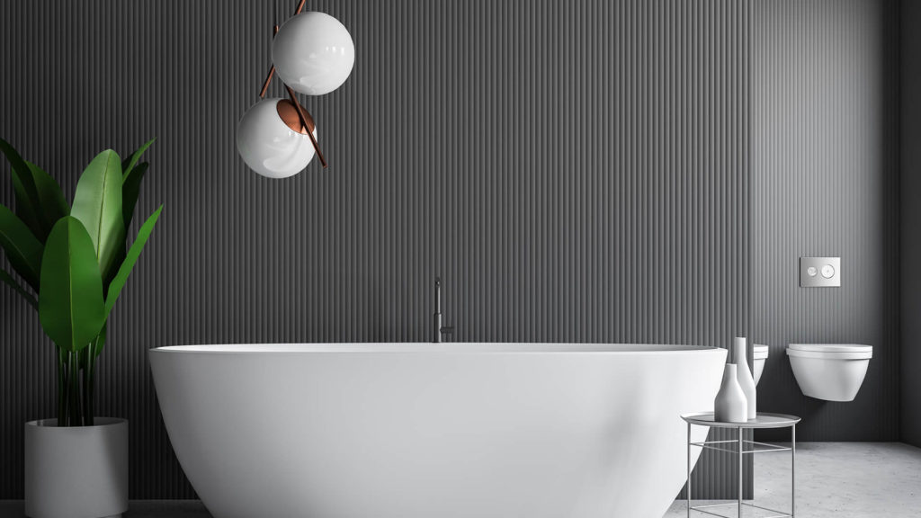 white and gray contemporary bathroom