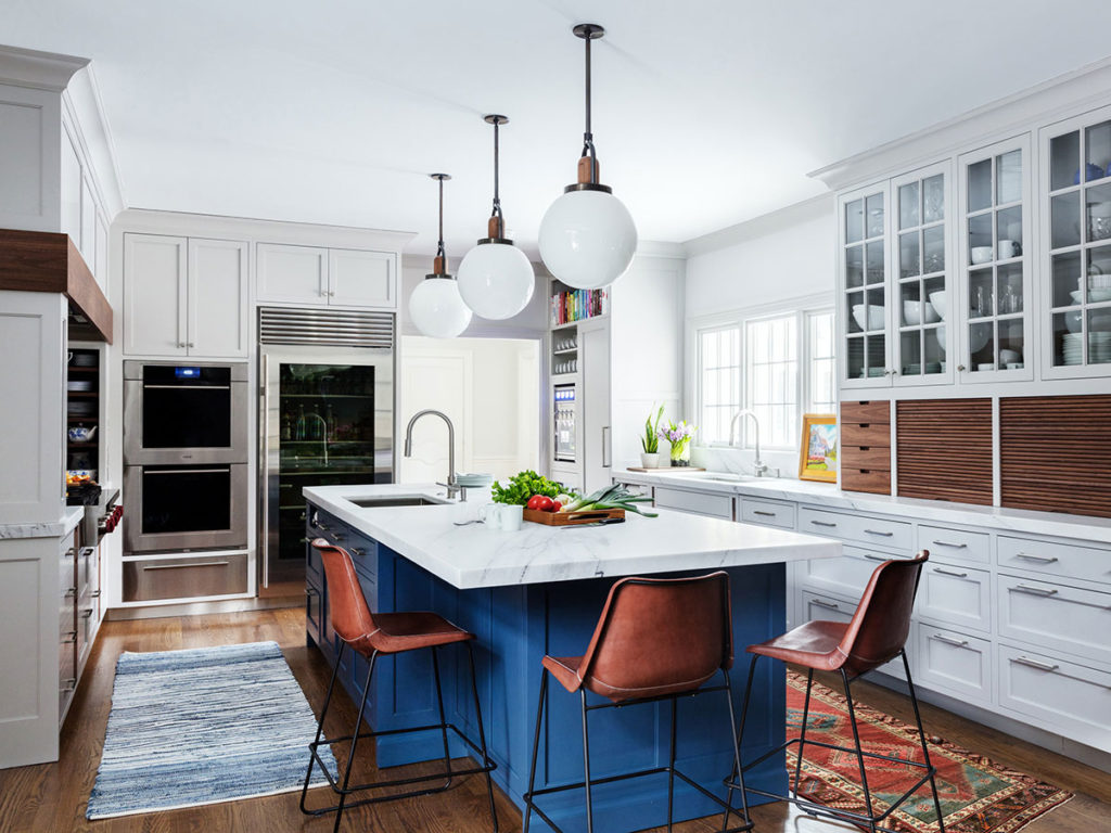 blue and white kitchen