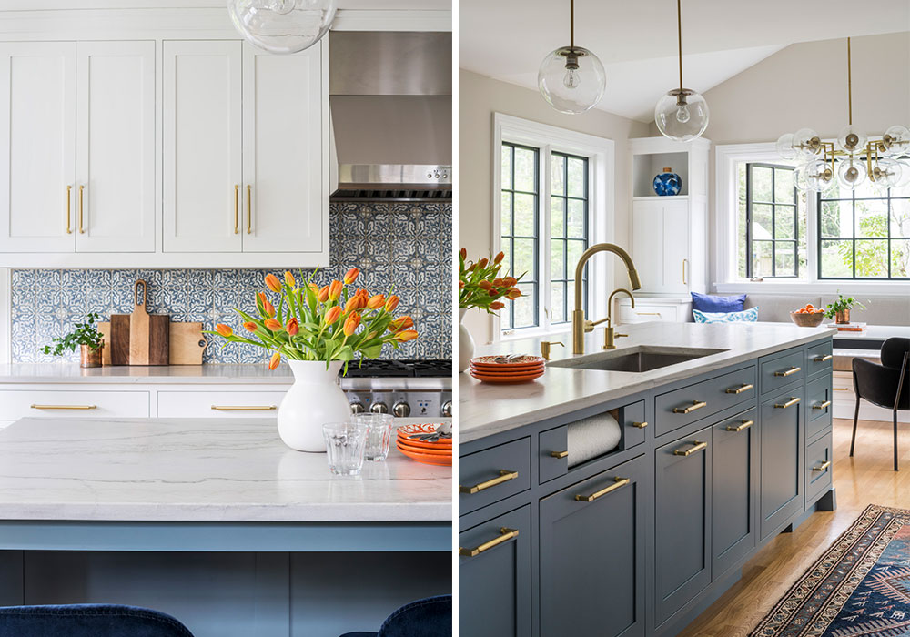 blue and white kitchen details