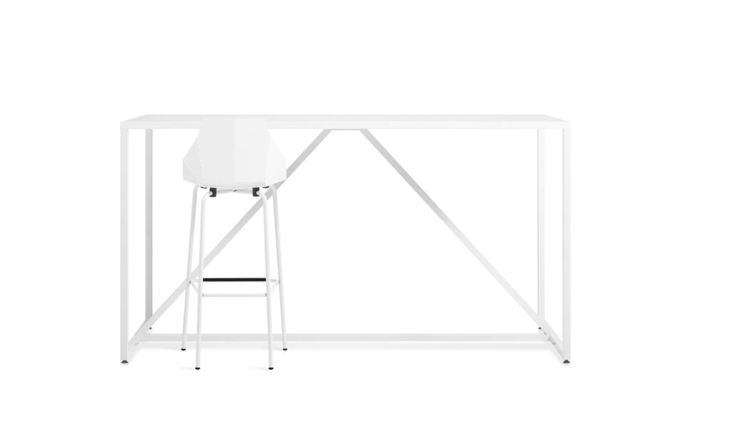 white contemporary high top table with white stool