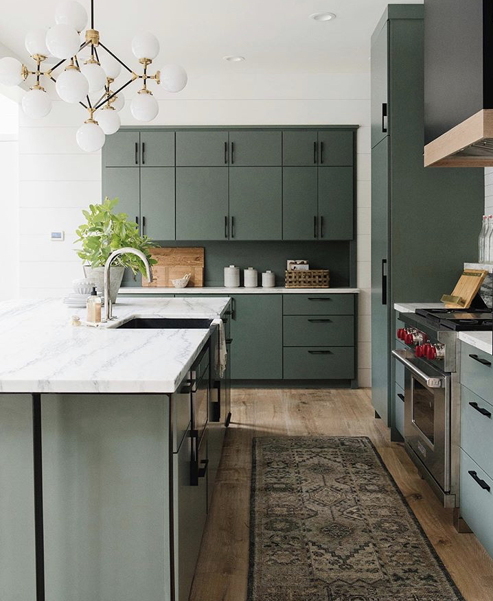 green and black kitchen