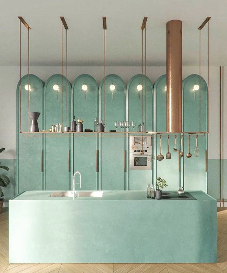 light green contemporary kitchen