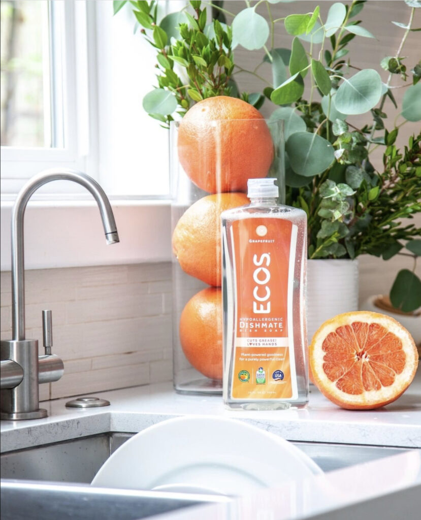 ecos grapefruit dish soap in kitchen