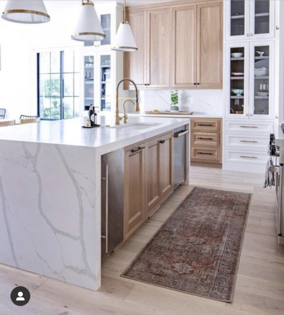 transitional white and light wood kitchen