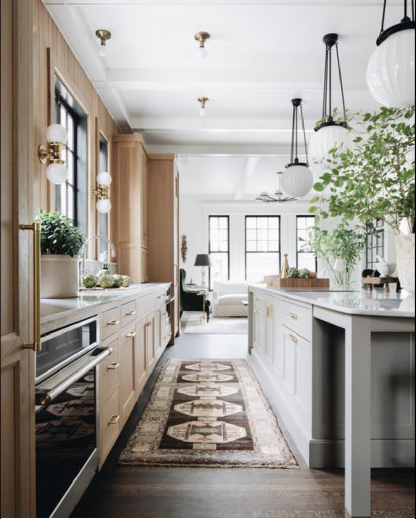 traditional kitchen with gray and light wood