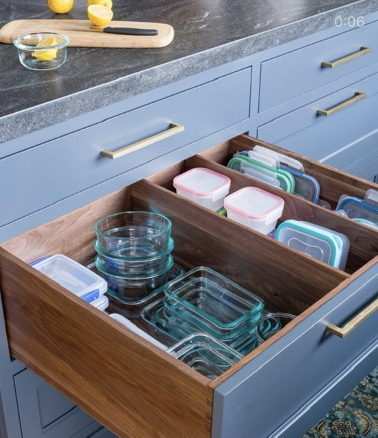 kitchen drawer with tupperware