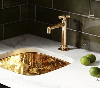 brass kitchen sink and faucet