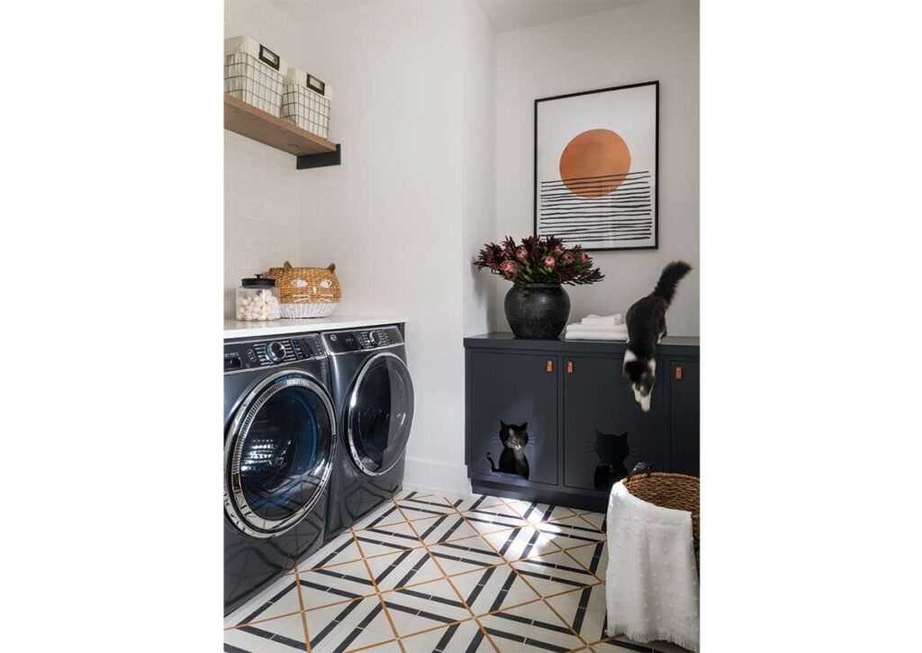 laundry room with cat cutous