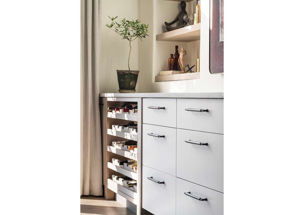 wine shelves and drawers