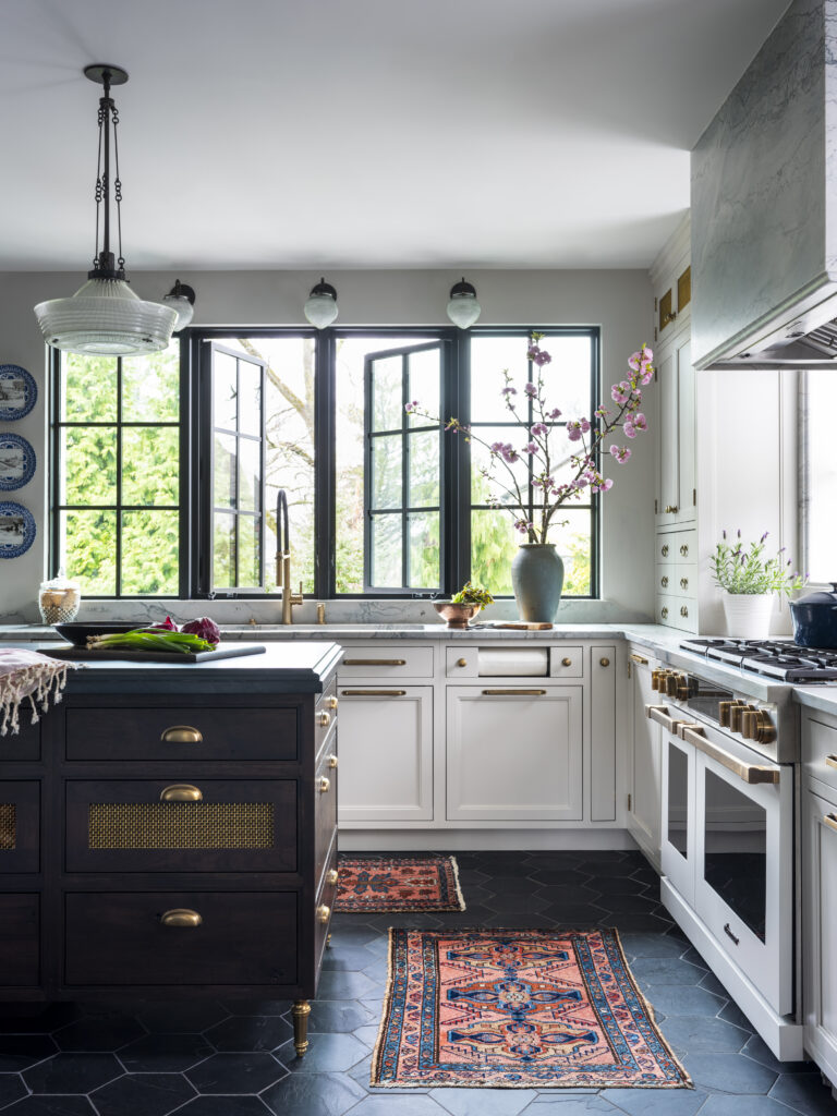 traditional kitchen details with large windows