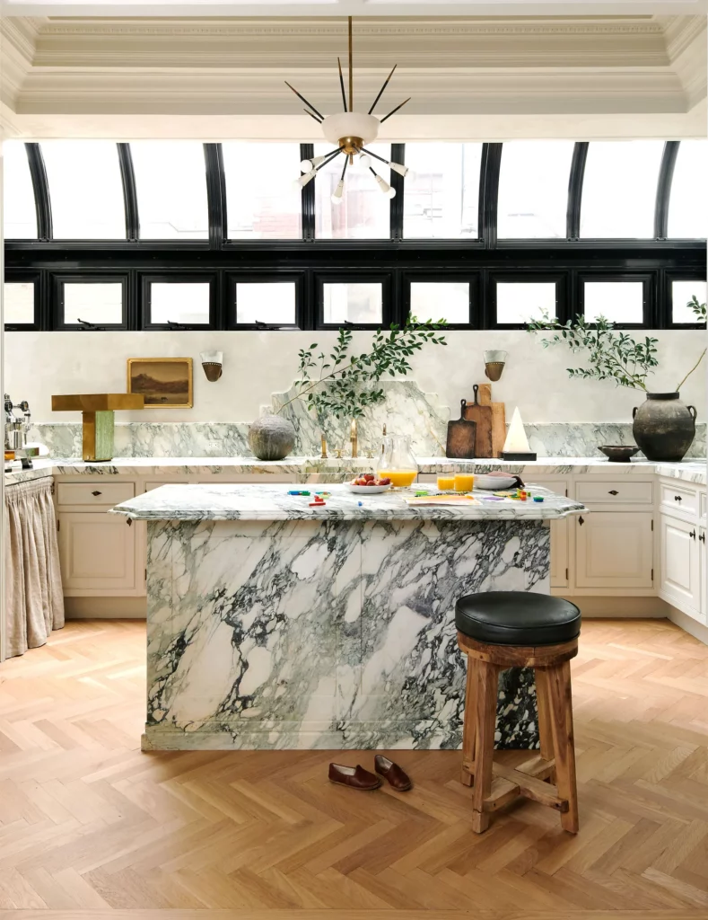 kitchen with marble island