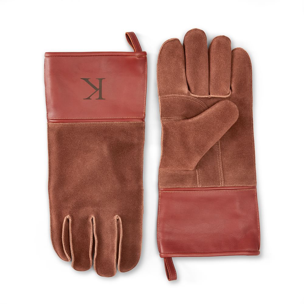 leather gloves with monogram