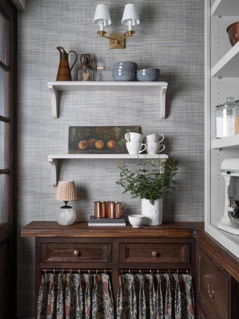 pantry with open shelves