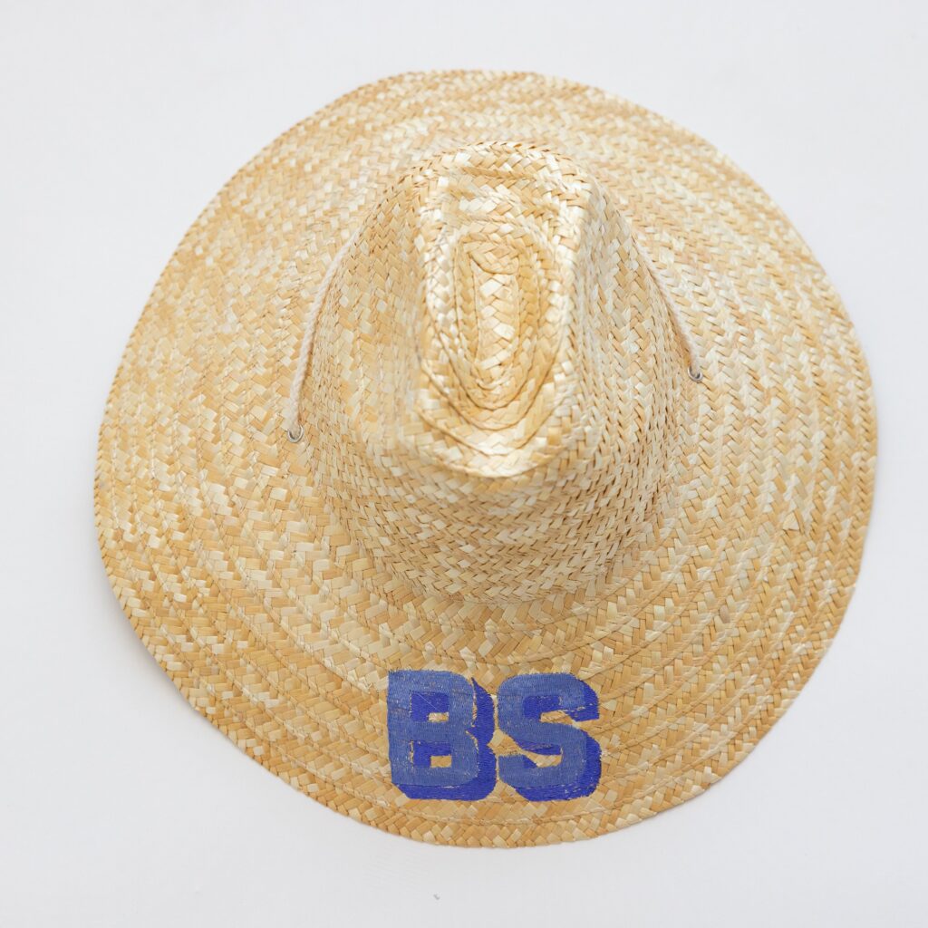 straw hat with monogram