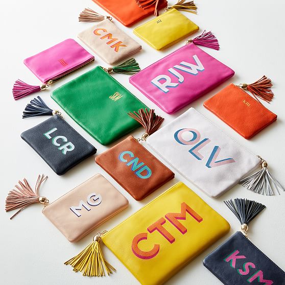 colorful leather pouches with tassels