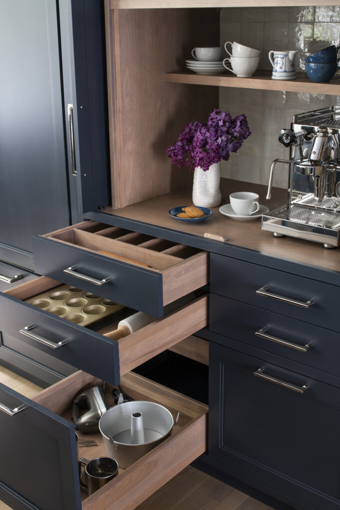 baking drawers in coffee station in kitchen